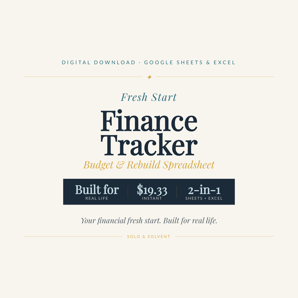 Fresh Start Finance Tracker: Budget & Rebuild Spreadsheet for Women Starting Over