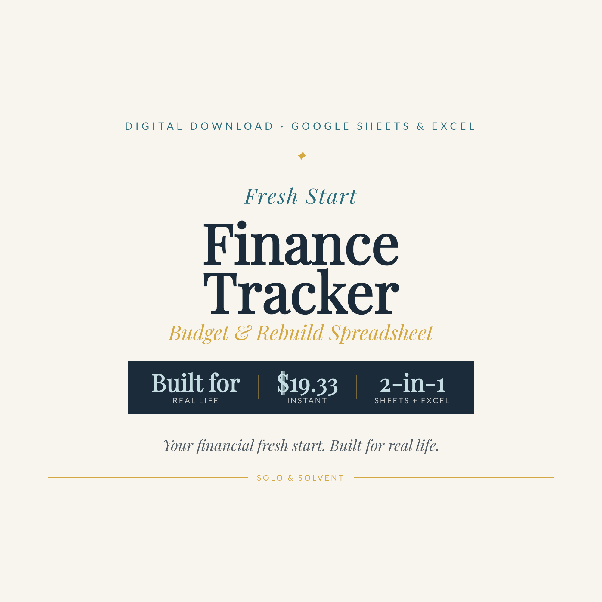 Fresh Start Finance Tracker: Budget & Rebuild Spreadsheet for Women Starting Over