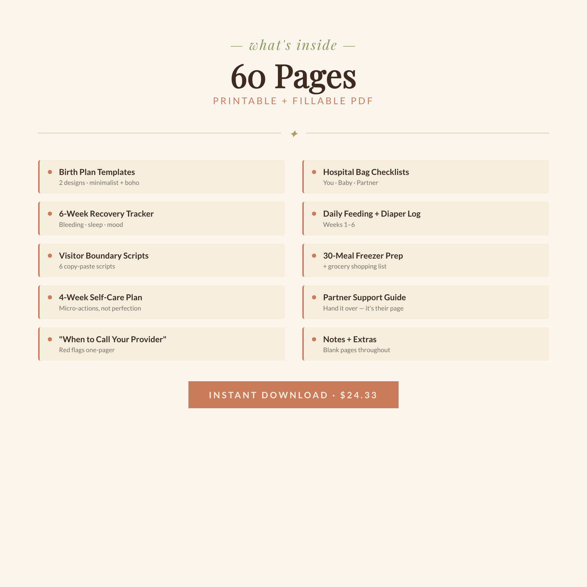Postpartum Survival Bundle — Fourth Trimester Planner & Recovery Toolkit