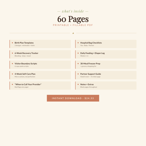 Postpartum Survival Bundle — Fourth Trimester Planner & Recovery Toolkit