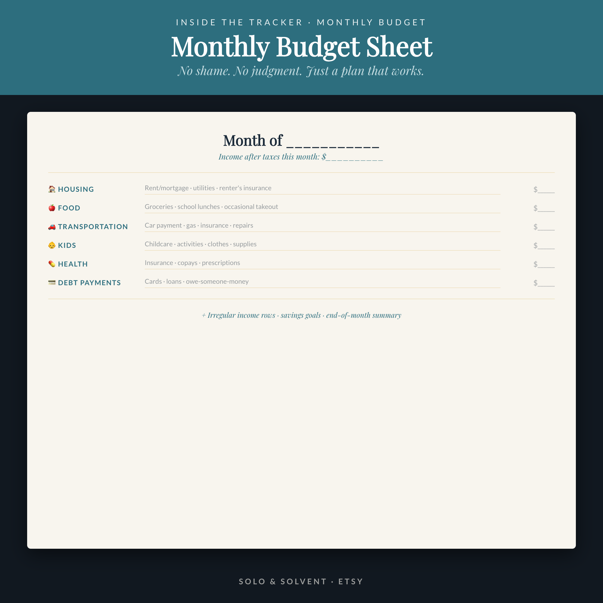 Fresh Start Finance Tracker: Budget & Rebuild Spreadsheet for Women Starting Over